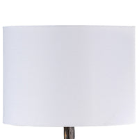 20 Inch Accent Table Lamp, Dual Roe Deer Design, White Drum Shade, Bronze - BM311587