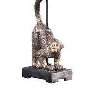 Ree 24 Inch Accent Table Lamp, Monkey Resin Sculpture, Drum Shade, Bronze - BM311589