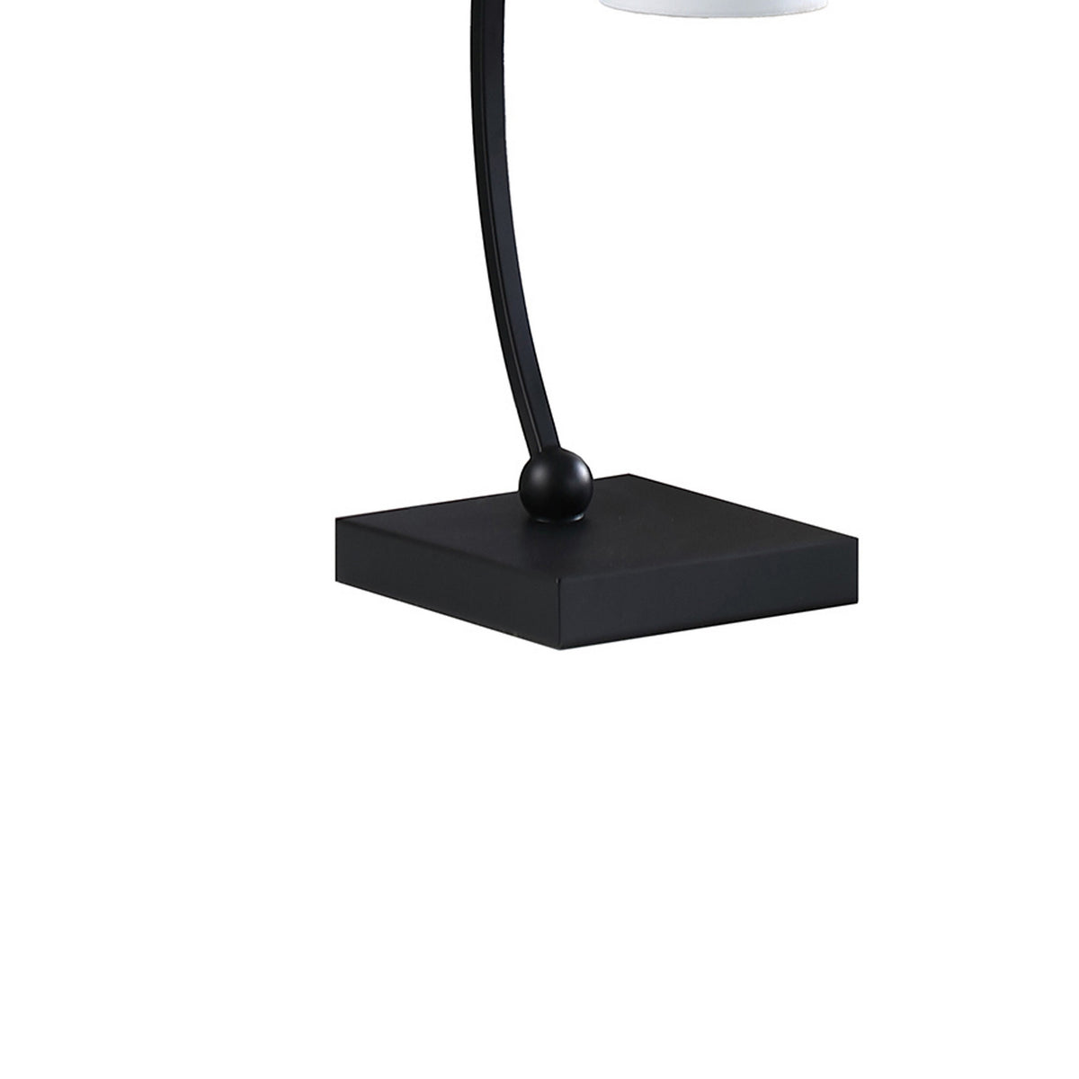 Jiya 29 Inch Arc Table Lamp, Hanging Design, 2 White Drum Shades, Black - BM311590