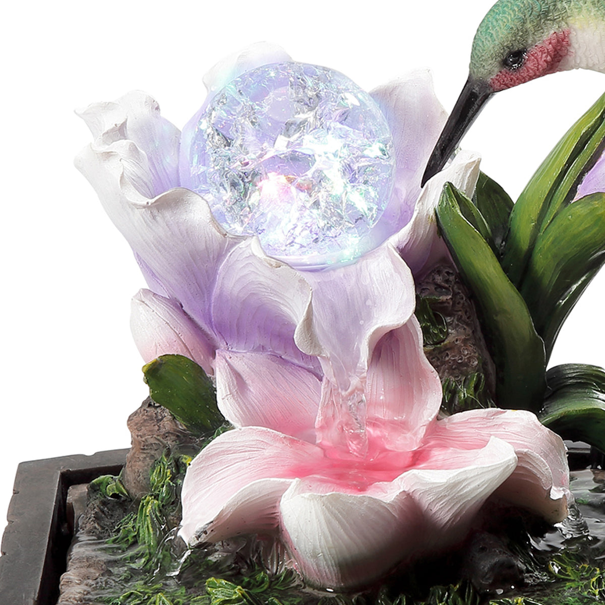 Eci 11 Inch Hummingbird Tabletop Fountain, Accent Crystal LED Light Ball - BM311594