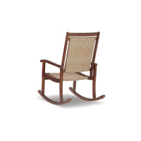 Emin 38 Inch Rocking Chair, Outdoor Resin Wicker Seat, Brown Wood Frame - BM311596