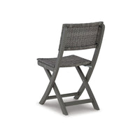 3 Piece Outdoor Table and Chair Occasional Set, Resin Wicker, Gray Wood - BM311598
