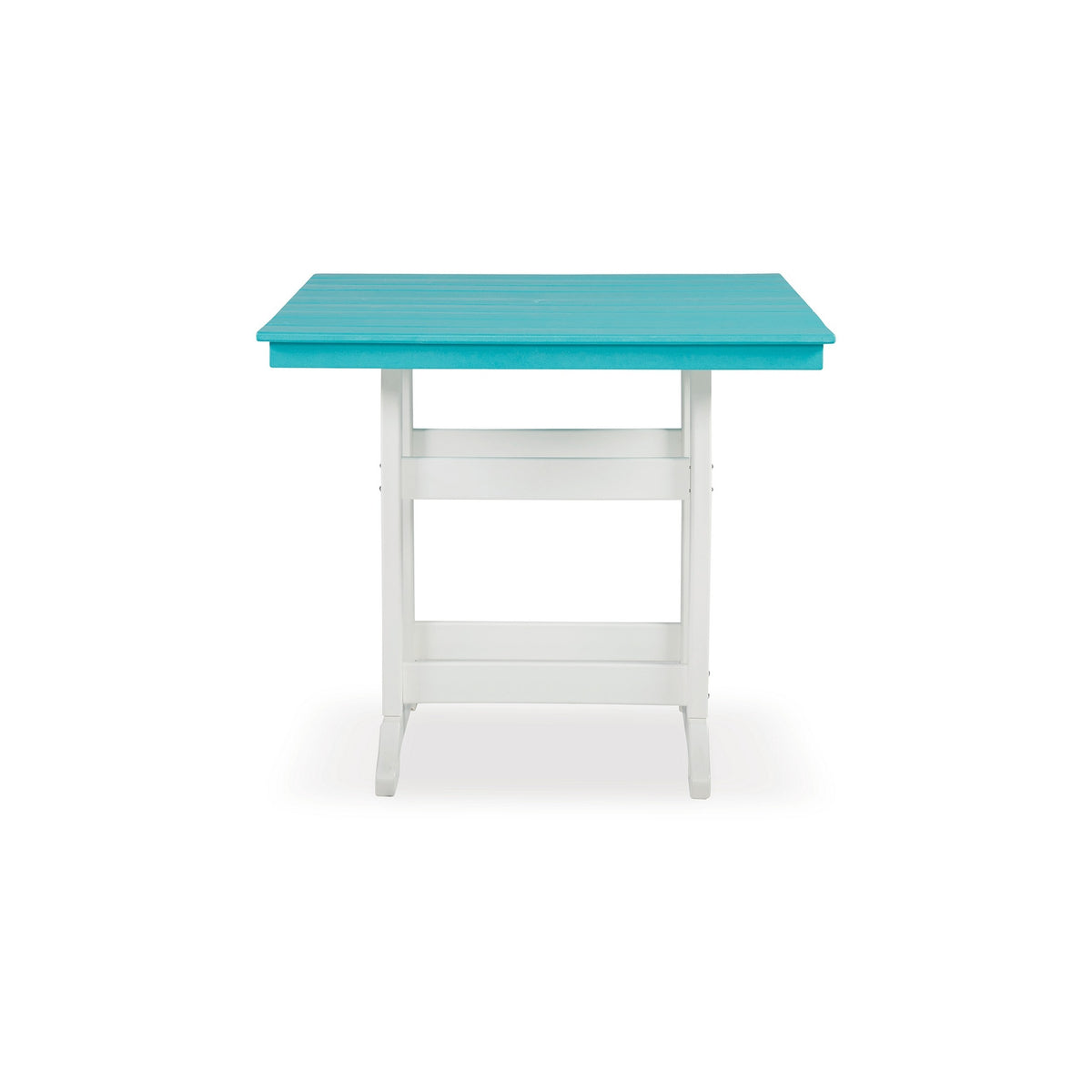 Ely 42 Inch Counter Height Dining Table, Outdoor Slatted, Turquoise, White - BM311600