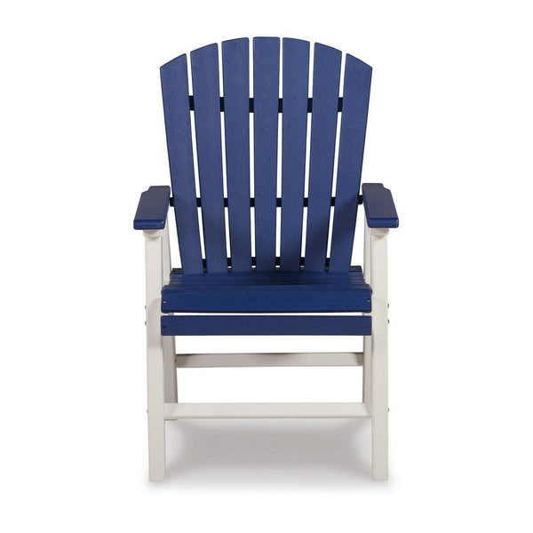 27 Inch Outdoor Dining Armchair Set of 2, Outdoor Slatted, Blue, White - BM311601