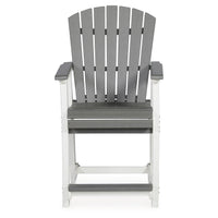 24 Inch Counter Stool Armchair Set of 2, Outdoor Slatted, Gray, White - BM311602