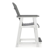 24 Inch Counter Stool Armchair Set of 2, Outdoor Slatted, Gray, White - BM311602