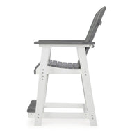24 Inch Counter Stool Armchair Set of 2, Outdoor Slatted, Gray, White - BM311602