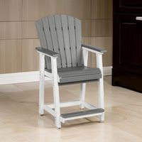 24 Inch Counter Stool Armchair Set of 2, Outdoor Slatted, Gray, White - BM311602