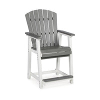 24 Inch Counter Stool Armchair Set of 2, Outdoor Slatted, Gray, White - BM311602