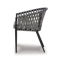 Plum 24 Inch Outdoor Dining Chair Set of 4, Woven Wicker, Steel Frame, Gray - BM311613