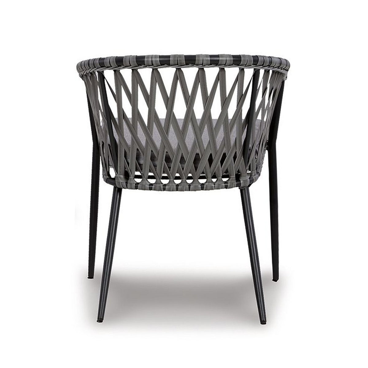 Plum 24 Inch Outdoor Dining Chair Set of 4, Woven Wicker, Steel Frame, Gray - BM311613