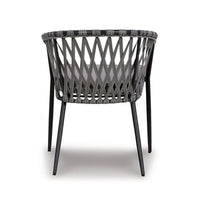 Plum 24 Inch Outdoor Dining Chair Set of 4, Woven Wicker, Steel Frame, Gray - BM311613