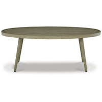 Sven 48 Inch Outdoor Coffee Table, Oval Top and Aluminum Frame, Brown - BM311618