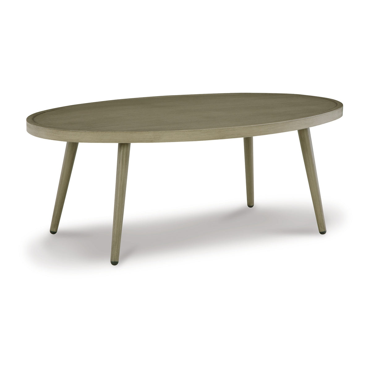 Sven 48 Inch Outdoor Coffee Table, Oval Top and Aluminum Frame, Brown - BM311618