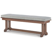 Emme 54 Inch Outdoor Dining Bench, Brown Base, Gray Padded Cushioning - BM311624