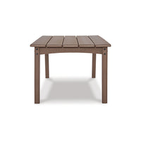 Emme 48 Inch Outdoor Coffee Table, Rectangular Slatted Top, Brown Frame - BM311626