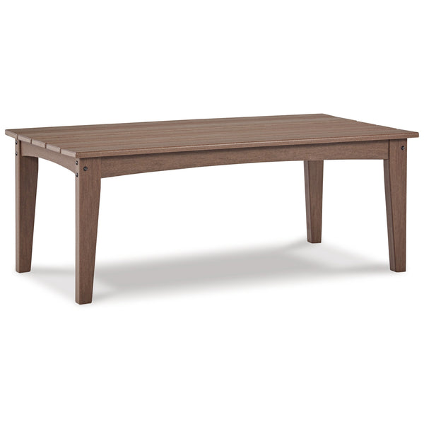 Emme 48 Inch Outdoor Coffee Table, Rectangular Slatted Top, Brown Frame - BM311626