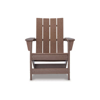 Emme 31 Inch Outdoor Adirondack Chair, Slatted Design and Brown Frame - BM311629