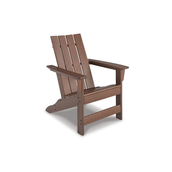 Emme 31 Inch Outdoor Adirondack Chair, Slatted Design and Brown Frame - BM311629