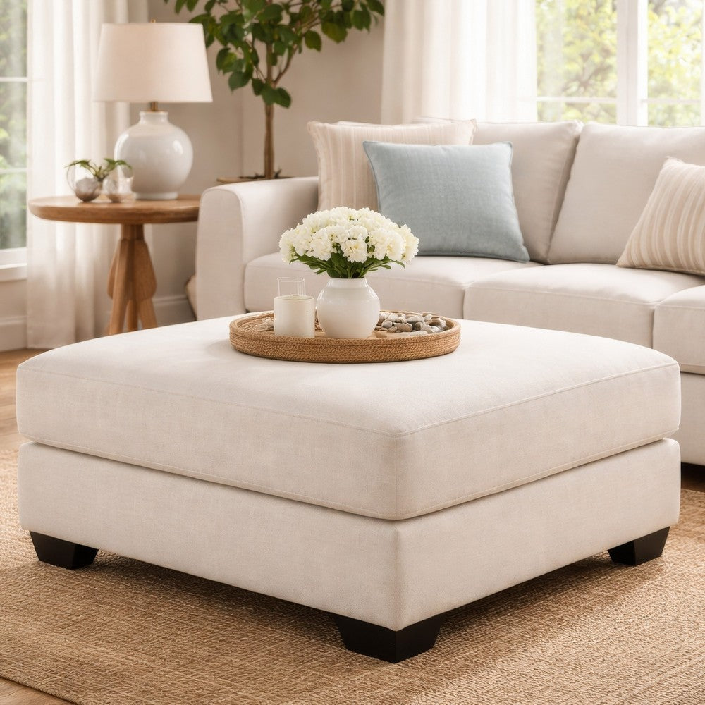 42 Inch Ottoman, Oversized Cushion, Modern Style, Soft Beige Polyester - BM311638