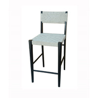 Cero 29 Inch Barstool Chair Set of 2, Wood, Cotton Woven, Black, Gray - BM311652