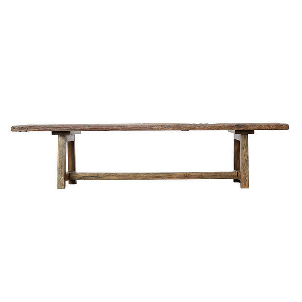 87 Inch Wood Coffee Table, Rectangular Top, Trestle Legs, Brown - BM311660