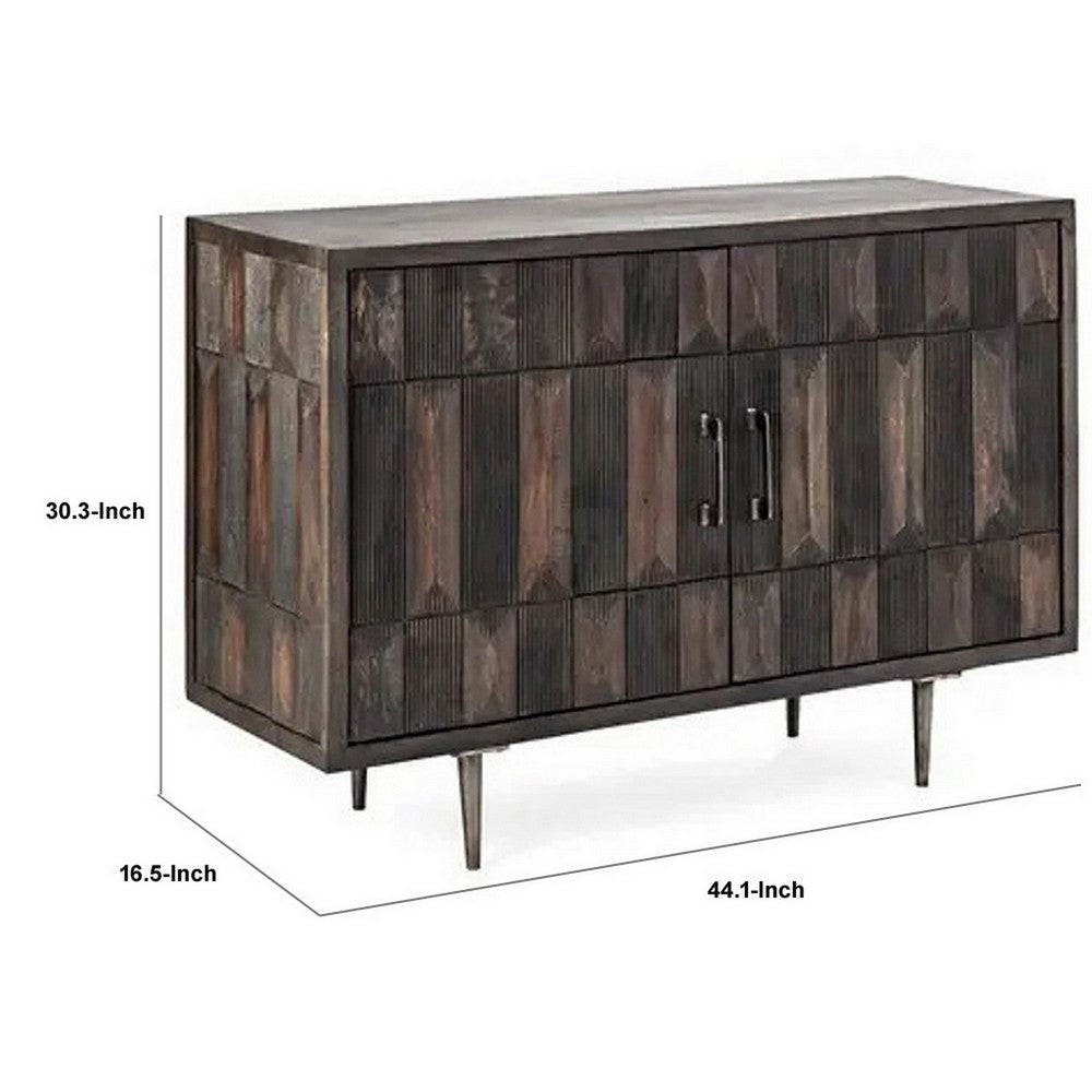 44 Inch Sideboard Cabinet Console with 2 Doors, Rustic Brown Mango Wood - BM311663