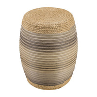 18 Inch Side Table, Drum Barrel Shape, Rattan Rope Top, Fir Wood, Brown - BM311667