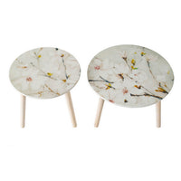 Byle 16, 20 Inch Side Table Set of 2, Floral Design, Cherry Blossom, White - BM311670