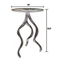 24 Inch Accent Side Table, Antler Base Design, Ribbed Top, Aluminium, Gold - BM311672