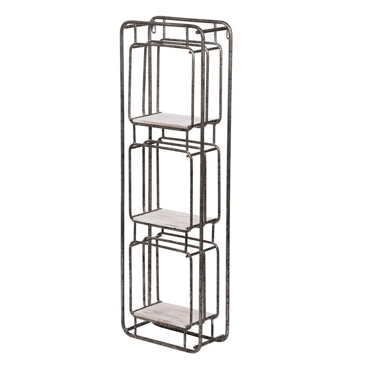 36 Inch Shelves Set of 2, 3 Tier Design, Iron Frame, Wood, Gray Finish - BM311673