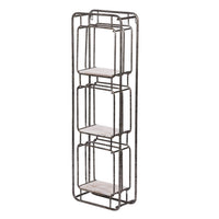 36 Inch Shelves Set of 2, 3 Tier Design, Iron Frame, Wood, Gray Finish - BM311673