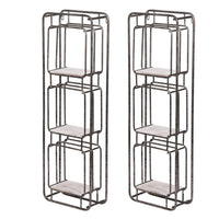 36 Inch Shelves Set of 2, 3 Tier Design, Iron Frame, Wood, Gray Finish - BM311673