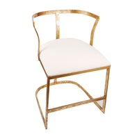 20 Inch Curved Accent Chair, Padded Seat, Open Metal Frame, Gold, White - BM311674