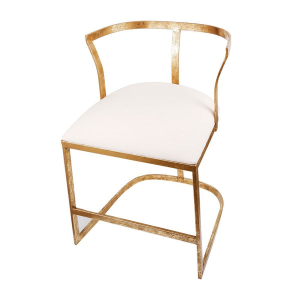 20 Inch Curved Accent Chair, Padded Seat, Open Metal Frame, Gold, White - BM311674