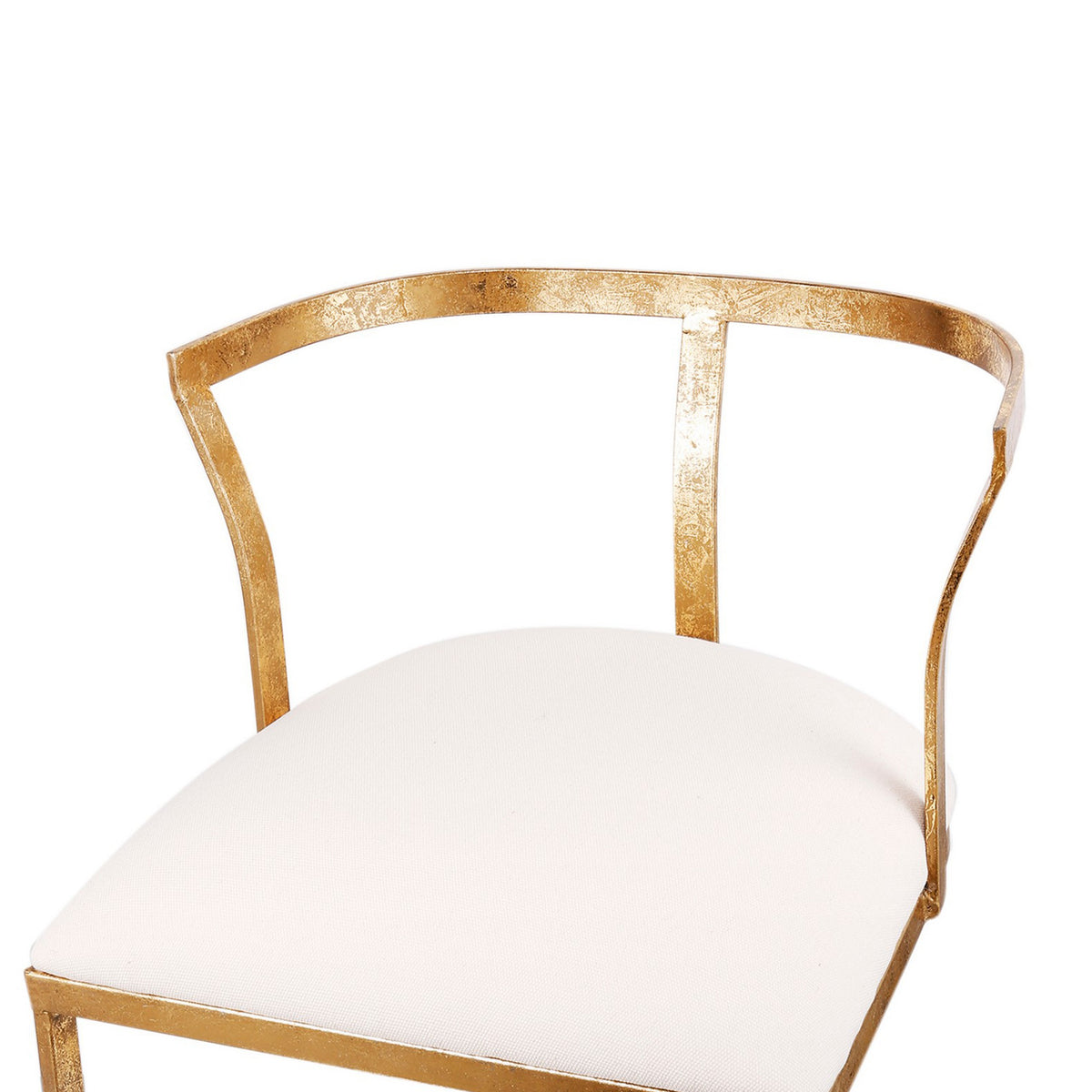 20 Inch Curved Accent Chair, Padded Seat, Open Metal Frame, Gold, White - BM311674