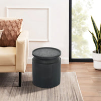 16 Inch Side End Table, Modern Cylinder Jar Like Design, Mango Wood, Black - BM311676