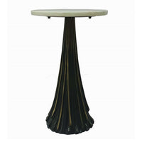 18 Inch Side Drink Table, Tall Tassel Frame, Round Top, Metal, Black, White - BM311677