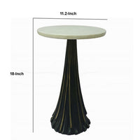 18 Inch Side Drink Table, Tall Tassel Frame, Round Top, Metal, Black, White - BM311677