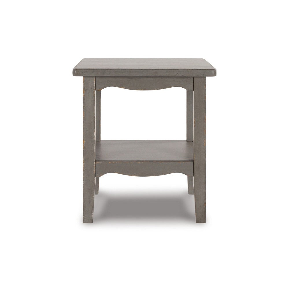 Arin 26 Inch Side End Table, Open Shelf, Vintage Style Gray Hardwood - BM311734