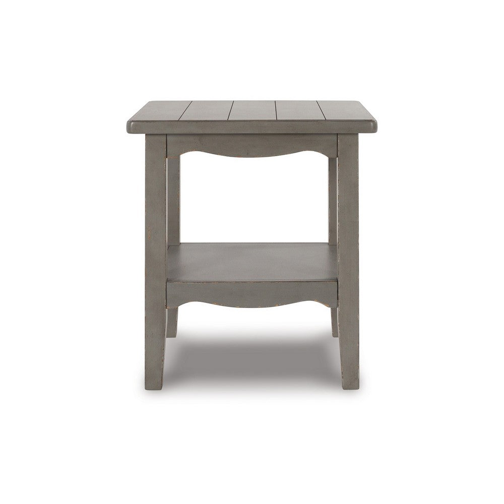 Arin 26 Inch Side End Table, Open Shelf, Vintage Style Gray Hardwood - BM311734