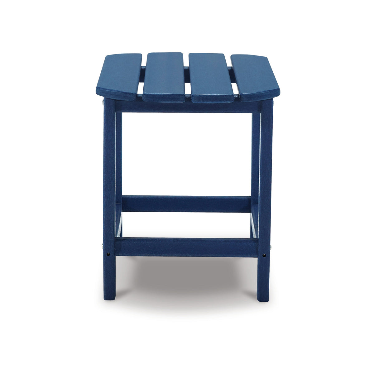 Suen 19 Inch End Table, Outdoor Blue Polyethylene Slatted Top, Steel Frame - BM311742