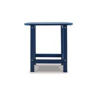Suen 19 Inch End Table, Outdoor Blue Polyethylene Slatted Top, Steel Frame - BM311742