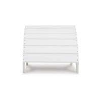 Suen 20 Inch Ottoman Footrest, Outdoor White Sloped Slatted Style, Steel - BM311744