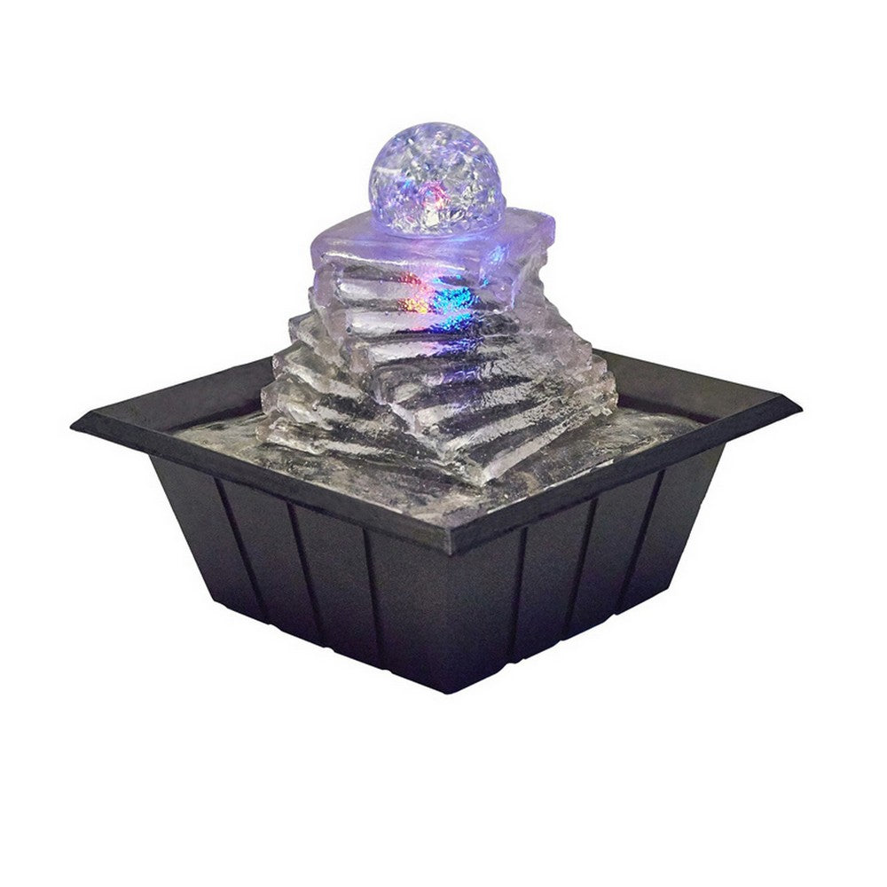 Sumi 8 Inch Spiral Ice Tabletop Water Fountain, Glass Ball Multicolor Black - BM311751