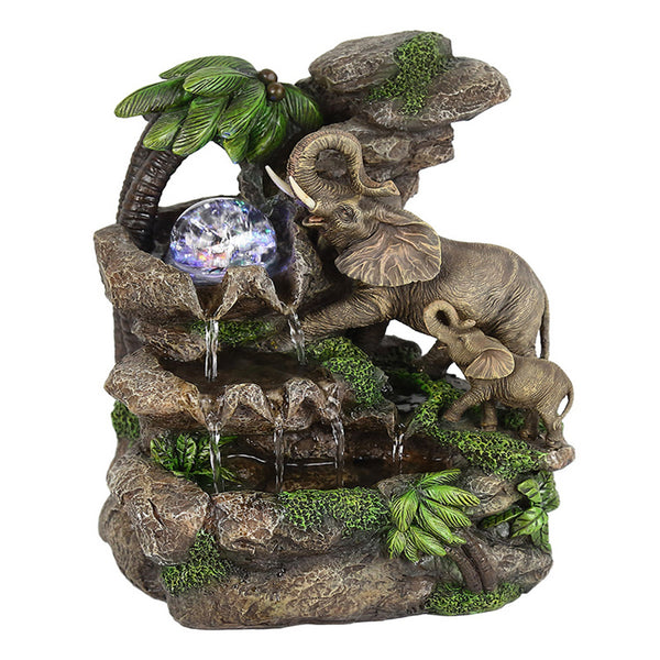 Eci 11 Inch Elephant Tabletop Water Fountain, Crystal LED Light, Multicolor - BM311754