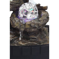 Eci 10 Inch Wolf Tabletop Water Fountain, LED Lights, Painted Gray Finish - BM311755