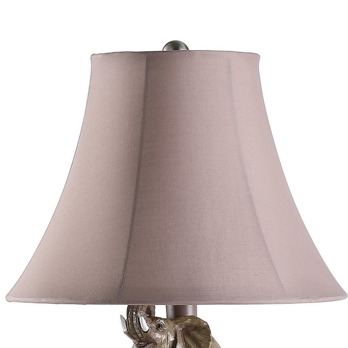 21 Inch Accent Table Lamp, 3 Stacked Elephants, Linen Bell Shade Brown Gray - BM311759