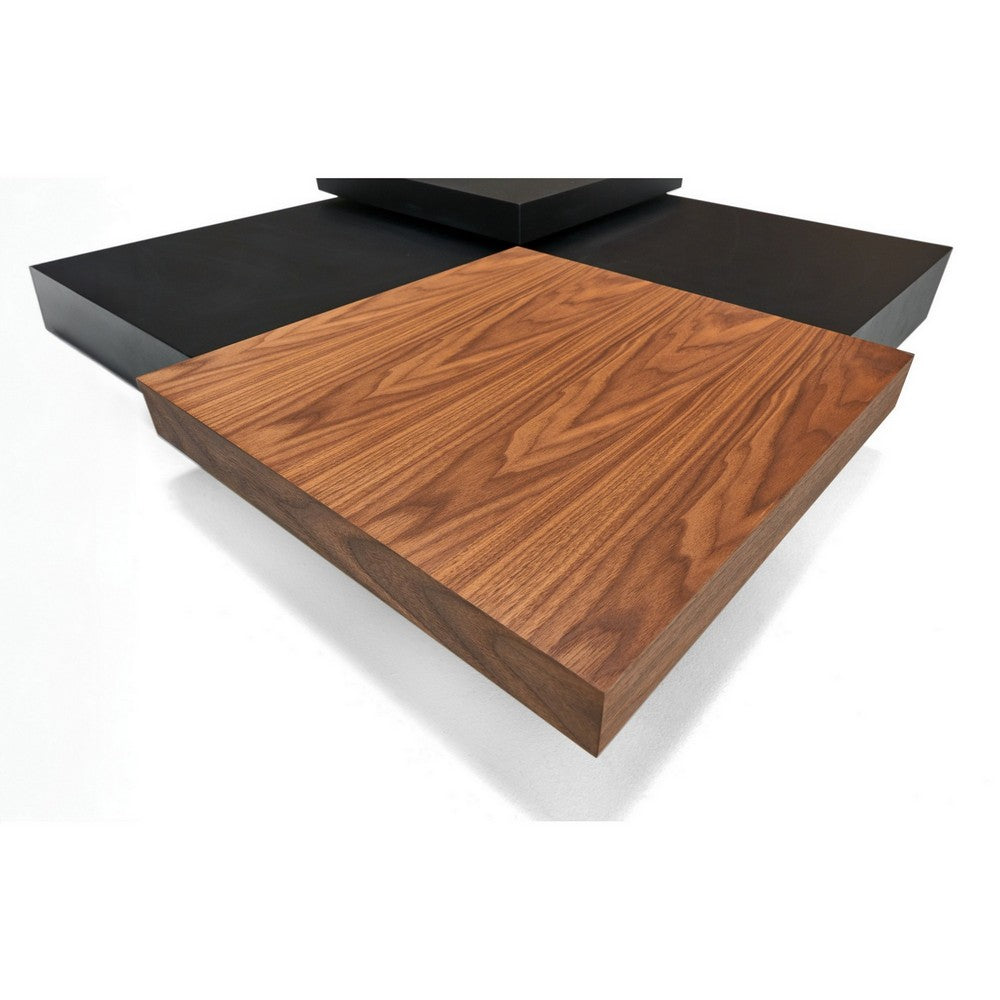 39 Inch Coffee Table, Adjustable Top, Hidden Storage, Walnut, Black Wood - BM311760