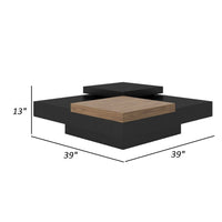 39 Inch Coffee Table, Adjustable Top, Hidden Storage, Walnut, Black Wood - BM311760